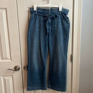 JCrew wide leg soft denim jean. NWT. The looped belt can also be removed.
